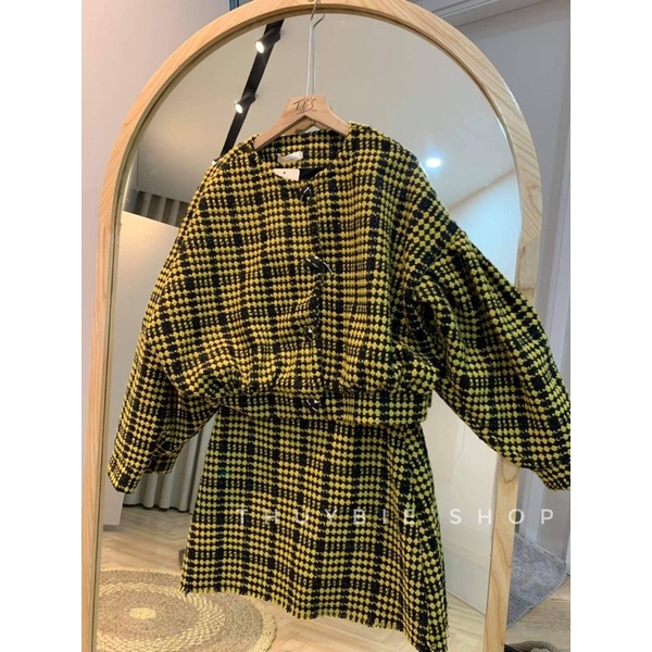 Set áo khoác cv dạ tweed