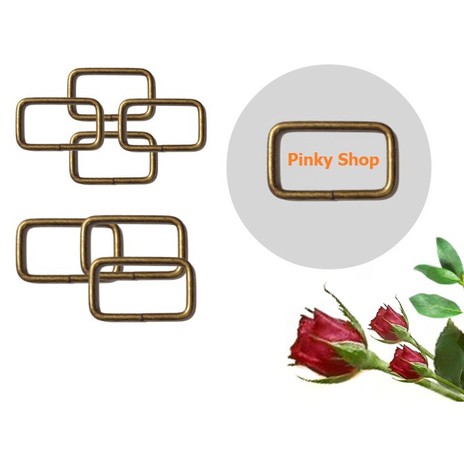 [ Giá sỉ ] Khoen chữ nhật 2cm màu đồng làm phụ kiện túi xách, balô Pinky Shop mã KCND2