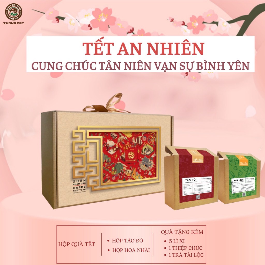 Bộ Quà Tết sức khỏe Thông Cát - Set quà Tết tự chọn gồm trà hoa, ô mai, sang trọng, ý nghĩa cho ngày Tết 2022 | BigBuy360 - bigbuy360.vn