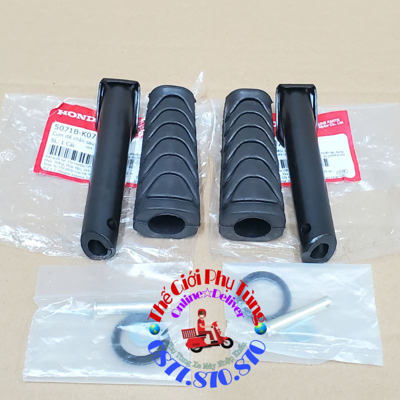 Bộ cao su gác chân xếp sau Air Blade 110 - Wave S110 zin Honda Việt Nam - 5071B-K07-940/ 5071A-K07-940