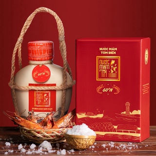Bình gốm nước mắm tĩn tôm biển truyền thống 60n đạm 500ml - nước mắm tĩn