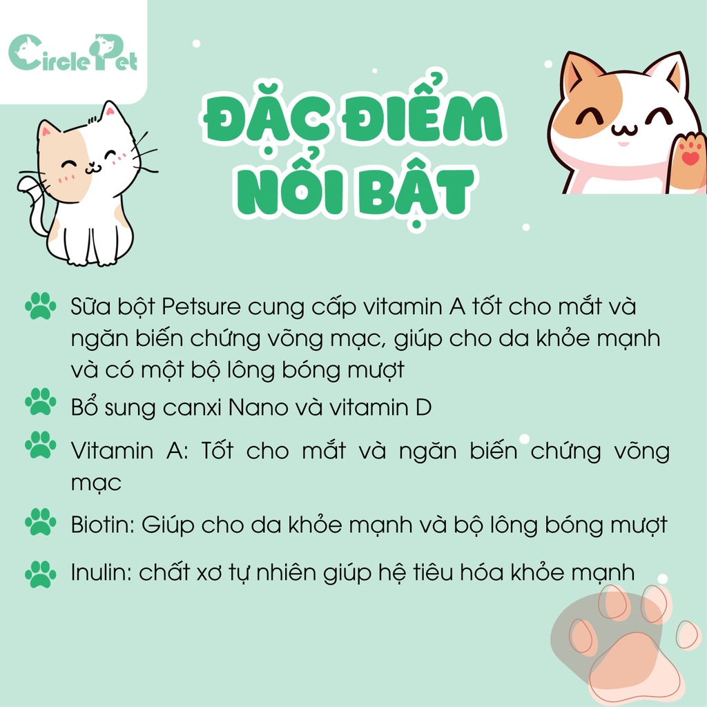 Sữa Bột Cao Cấp Cho Mèo PETSURE DR.KYAN Cung Cấp Chất Dinh Dưỡng Tăng Cường Sức Khỏe Lon 400g - Circle Pet