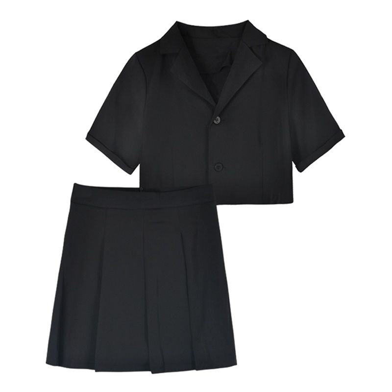 Chân váy xếp ly chân váy ngắn Set Áo Thun Ngắn Tay + Chân Váy Xếp Ly Lưng Cao Thời Trang Nữ