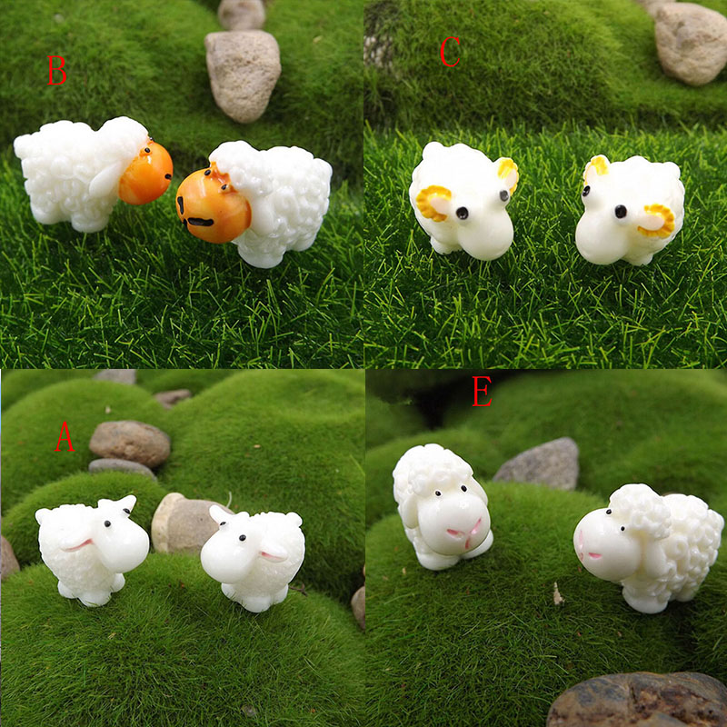 Set 5 Mô Hình Chú Cừu Mini Dễ Thương Trang Trí Sân Vườn