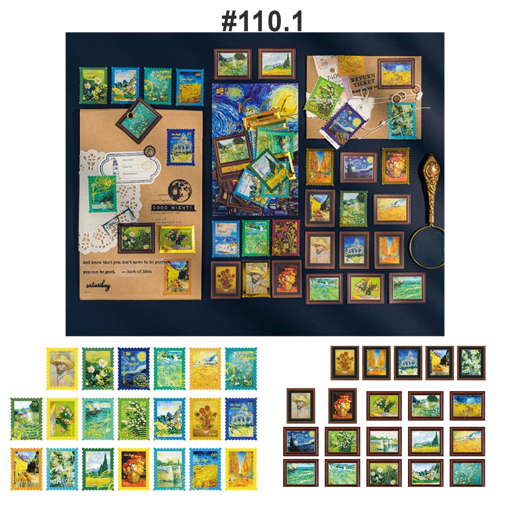Sticker chủ đề tranh trang trí Scrapbook, sổ tay, vở  (set 40 stickers)- [ 110 ]