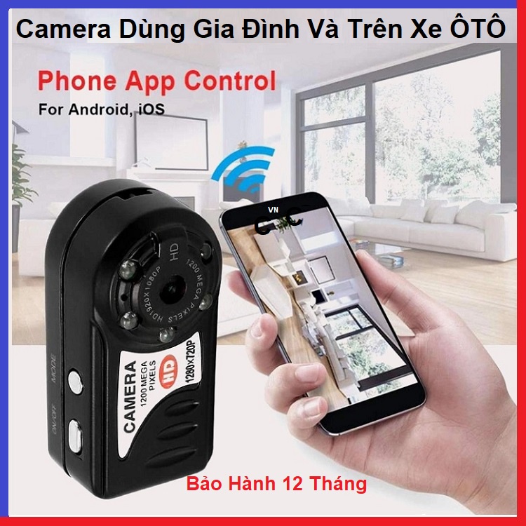 Camera Dùng Trên Xe Hơi IP Wifi HD Q7, Camera Giám Sát Dùng Trong Gia Đình, Hỗ Trợ Xem Qua Wifi - Thẻ Nhớ - Xem Qua App