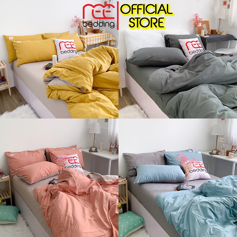 Bộ chăn ga gối 5 món Cotton TC trơn kèm vỏ ôm REE Bedding đủ size giường nệm 1m2, 1m4, 1m6, 1m8, 2m