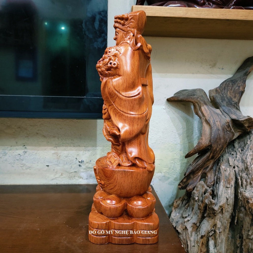Tượng thần tài gỗ hương cao 40 cm