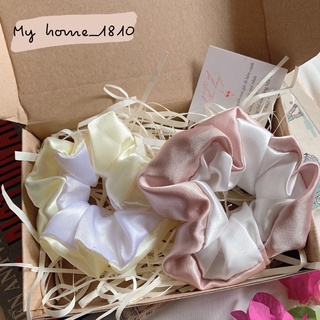 Dây cột tóc Scrunchies phi bóng phối màu cực sang