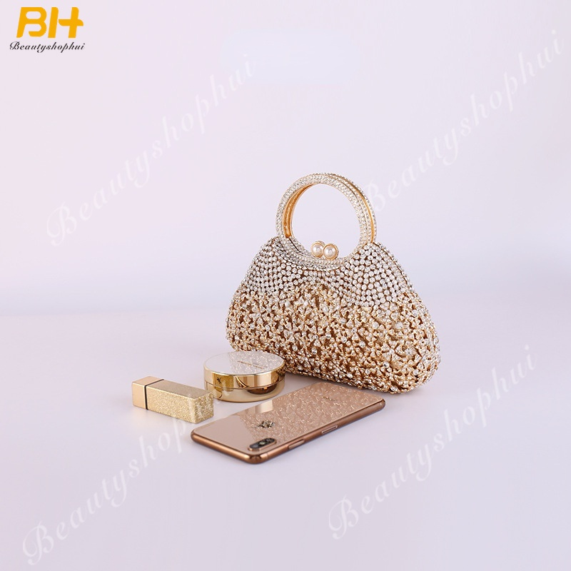 Túi Xách Tote Đính Đá Họa Tiết Hoa Thiết Kế Cỡ Lớn Thời Trang Sang Trọng Cho Nữ