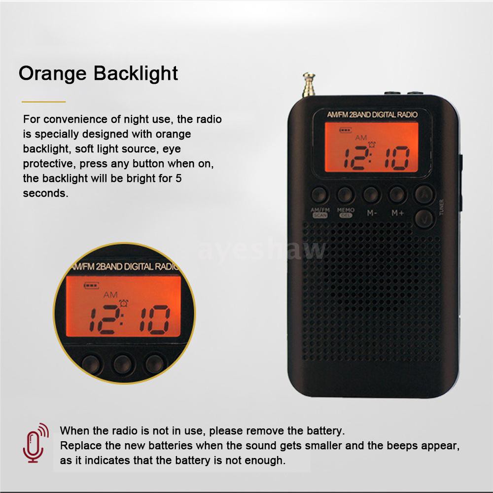 Radio HRD-104 AM / FM 2 Băng Tần Kỹ Thuật Số Thiết Kế Nhỏ Gọn Tiện Dụng