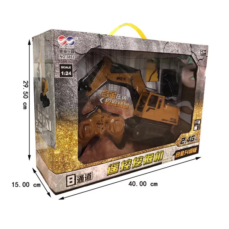 Máy xúc điều khiển từ xa, chạy bánh xích, gầu kim loại