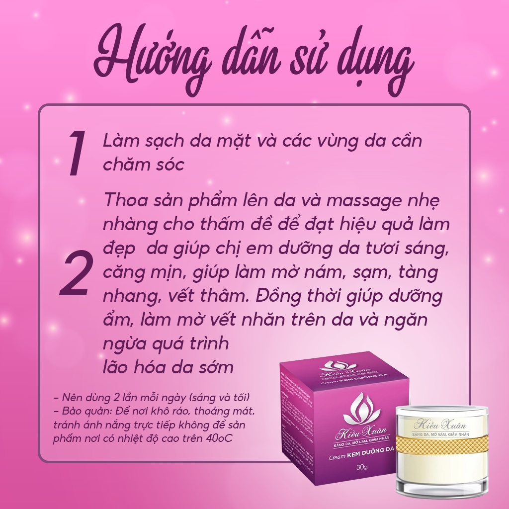 Kem Dưỡng Da KIỀU XUÂN Giúp Mờ Nám, Sáng Da, Mờ Nếp Nhăn Ngừa Lão Hoá  Cho Da Tươi Trẻ Hộp 30g
