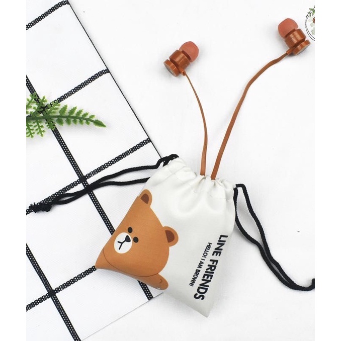 Tai nghe có mic đàm thoại nhiều mẫu Gấu Brown Choco Line