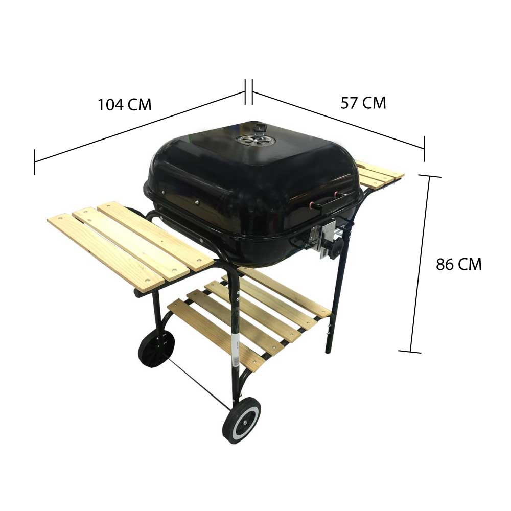 HomeBase SPRING Bếp nướng BBQ than hoa ngoài trời có kệ để thức ăn N104xC86xS57cm màu đen