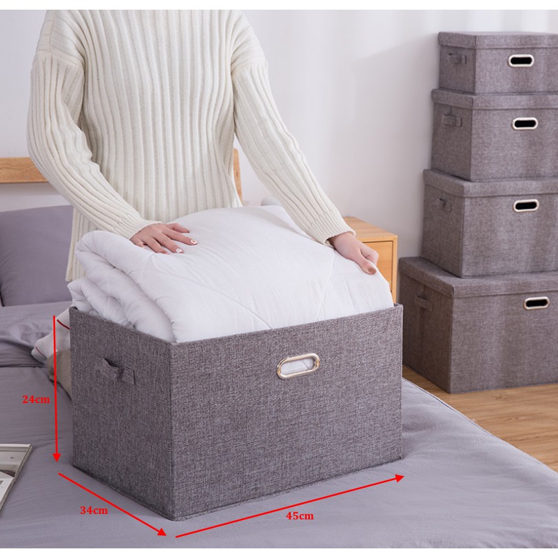 Hộp vải đựng đồ miDoctor đa năng TD3 CÓ NẮP RỜI đựng quần áo đậy chắc chắn an toàn