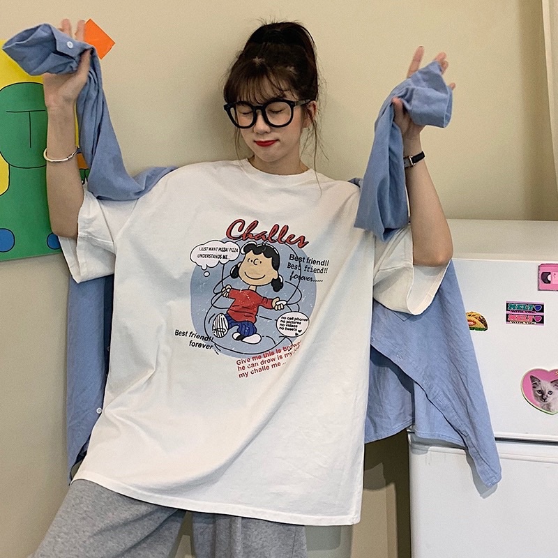 Áo phông nam nữ, áo thun tay lỡ shopcossi chất cotton in hình challer