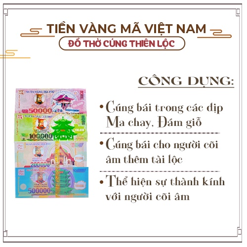 Tiền Giấy Việt Nam Loại Mới Loại Cao Cấp Cực Đẹp Đồ Thờ Cúng Thiên Lộc - Xấp 10 cọc
