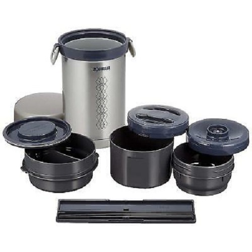 Hộp cơm giữ nhiệt Zojirushi SL-NC09 - 3 ngăn - 2 màu xanh, inox, hàng chính hãng