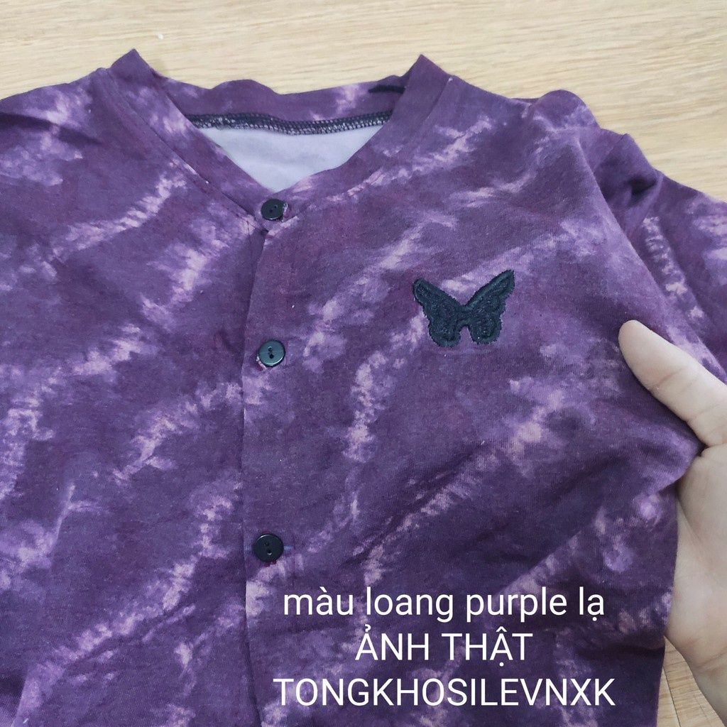 ÁO CROPTOP LOANG THÊU BƯỚM VIỀN CHỈ - ÁO LOANG CÚC CÀI BUTTERFLY PURPLE
