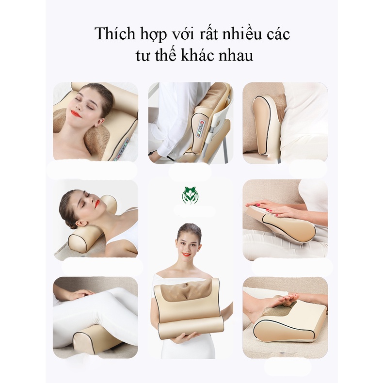 Gối massage cổ vai gáy ☀️FREESHIP☀️ gối massage 20 bi hồng ngoại thế hệ Premium, đánh tan những cơn đau cổ vai gáy lưng