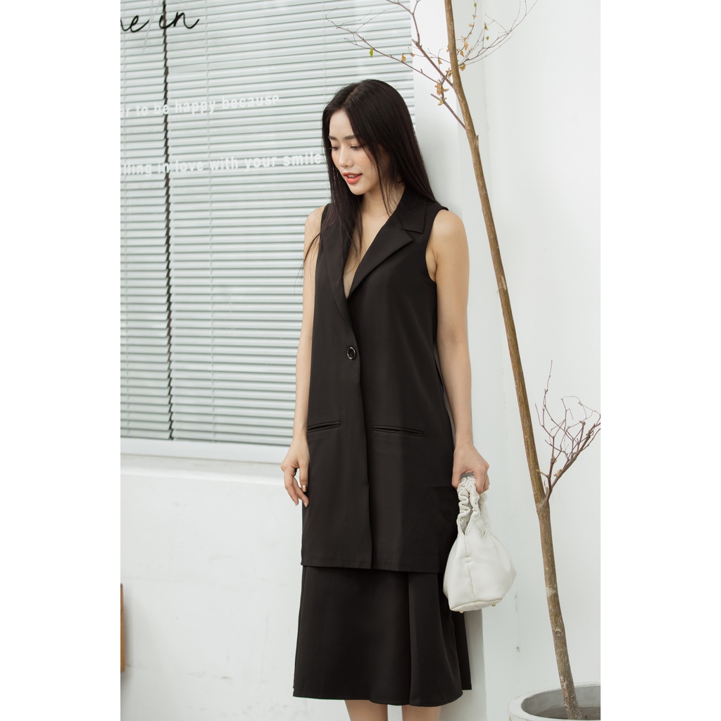Áo vest blazer sát nách màu đen freesize thời trang công sở đi làm thanh lịch hiện đại