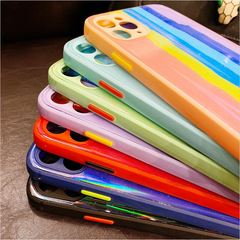 Ốp Lưng Silicone Cứng In Hình Cầu Vồng Nhiều Màu Cho Iphone 11 Pro Max 12mini Xs Max Xr Xs 6 6s 7 8 8plus