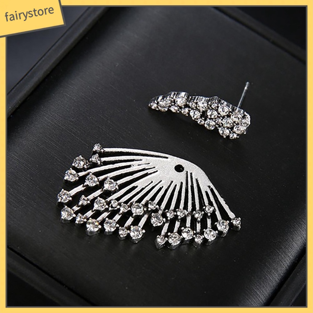 1 Đôi Bông Tai Hình Đôi Cánh Đính Đá Lấp Lánh Phong Cách Retro Dành Cho Nữ