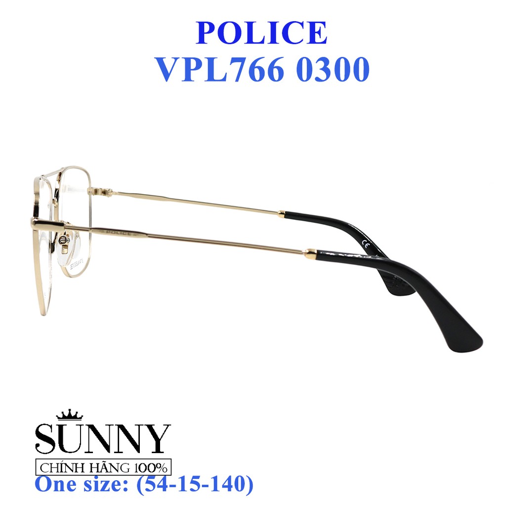 Gọng kính thời trang chính hãng Police VPL766 0300 (54-15-140), thiết kế dễ đeo bảo vệ mắt