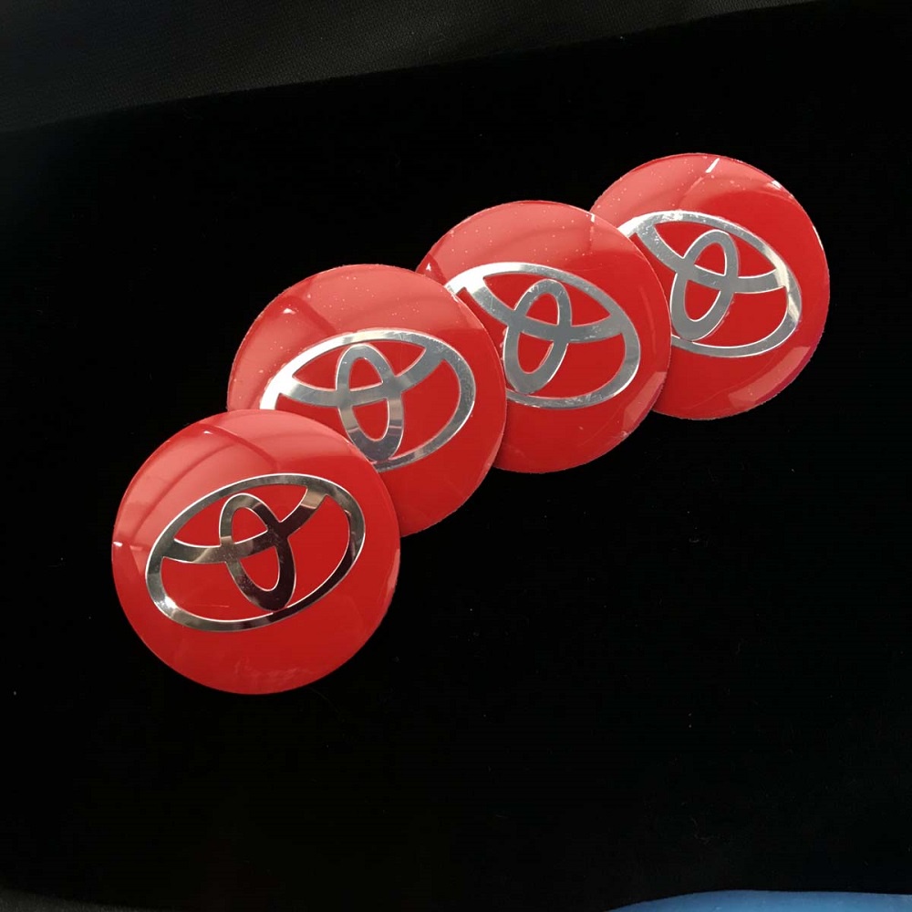 Set 4 Miếng Dán Trang Trí Trục Bánh Xe Hơi Toyota 56mm