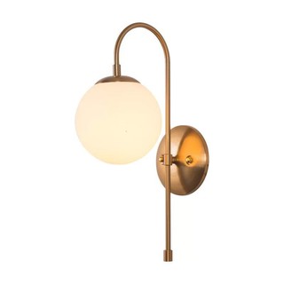 Đèn tường chao thủy tinh trắng đục + thân nhũ vàng TG1722