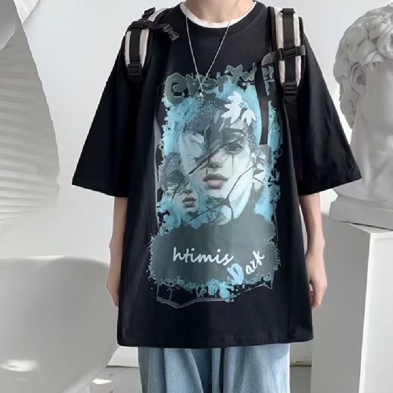 Áo Thun Tay Ngắn Dáng Rộng In Họa Tiết Hoạt Hình Phong Cách Hip Hop Nhật Bản Thời Trang Cho Nam Và Nữ size M-8XL