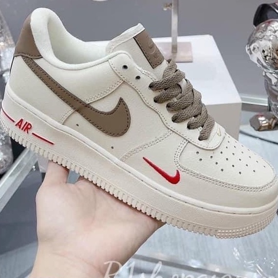 Giày AF1 vệt nâu bản trung SC, Air Force 1 màu nâu trắng dành cho nam nữ Full box bill