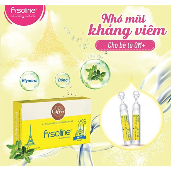 Fysoline Màu Vàng .Nước Muối Sinh Lý Pháp.Cho Bé Từ Sơ Sinh NGhẹ Mũi,Viêm Sổ Mũi,Rửa Mắt