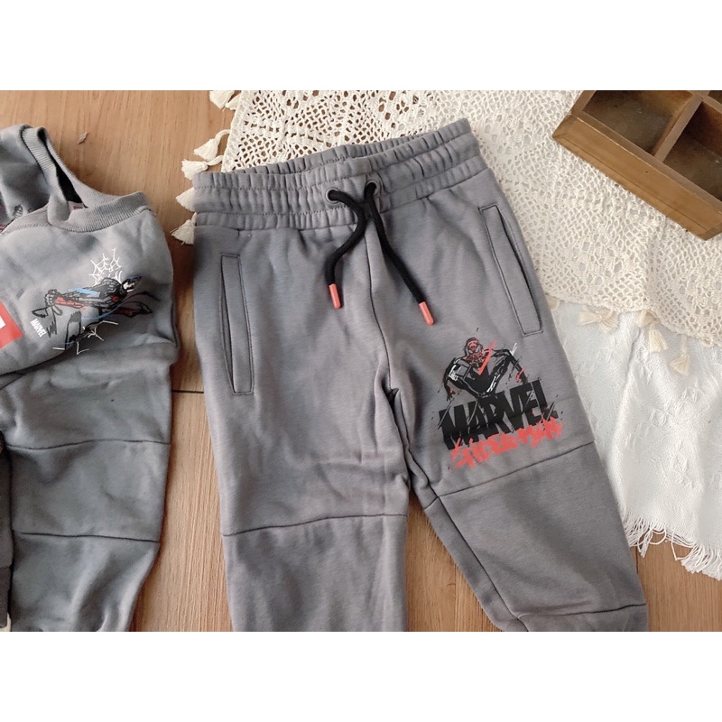 Bộ nỉ bông bé trai màu xám dư xịn