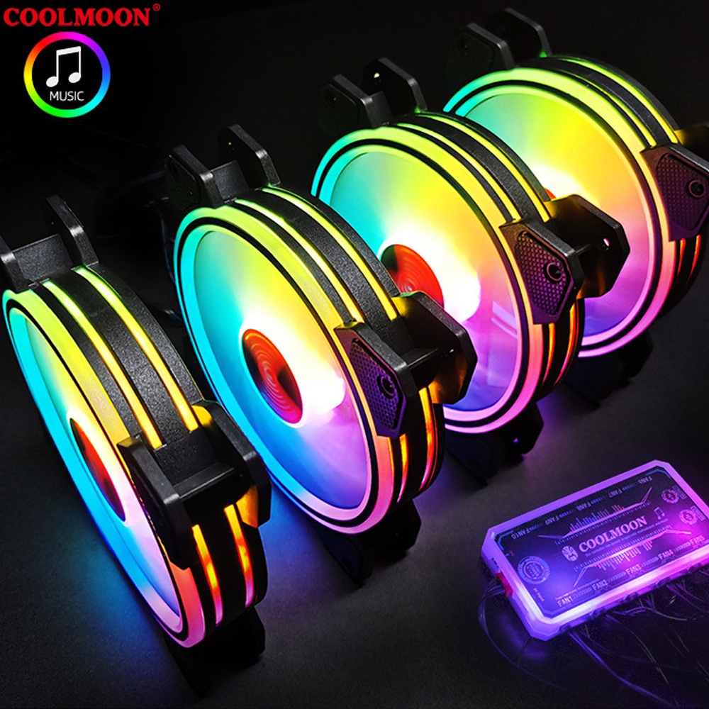 Quạt Tản Nhiệt, Fan Led ARGB Coolmoon & Bộ Hub Coolmoon + điều khiển