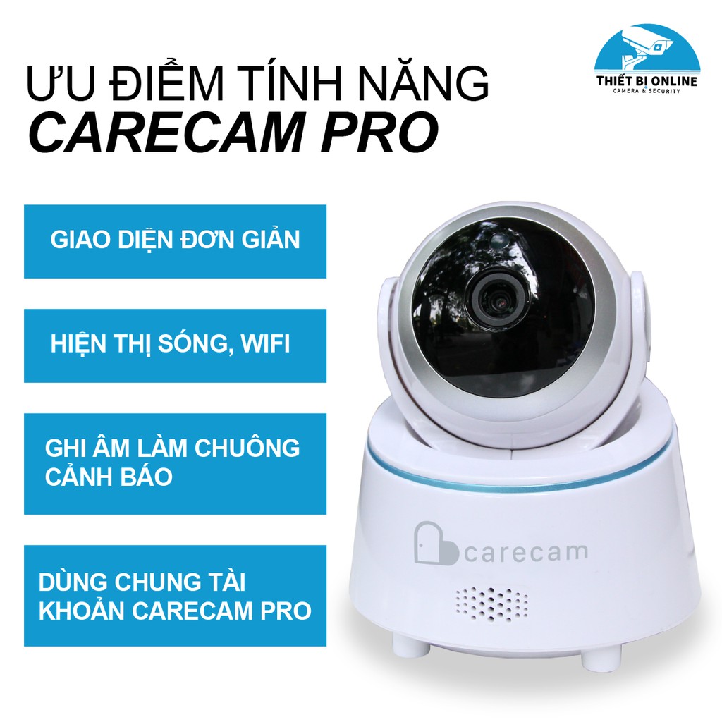 Camera wifi trong nhà Carecam LHY200-T 2.0MP Full HD 1080P, xoay 360 độ. | BigBuy360 - bigbuy360.vn