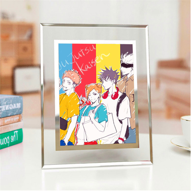 Khung Ảnh Bằng PVC Mặt Kính Để Bàn Hình Jojo Satoru Itadori Yuji Fushiguro Megu