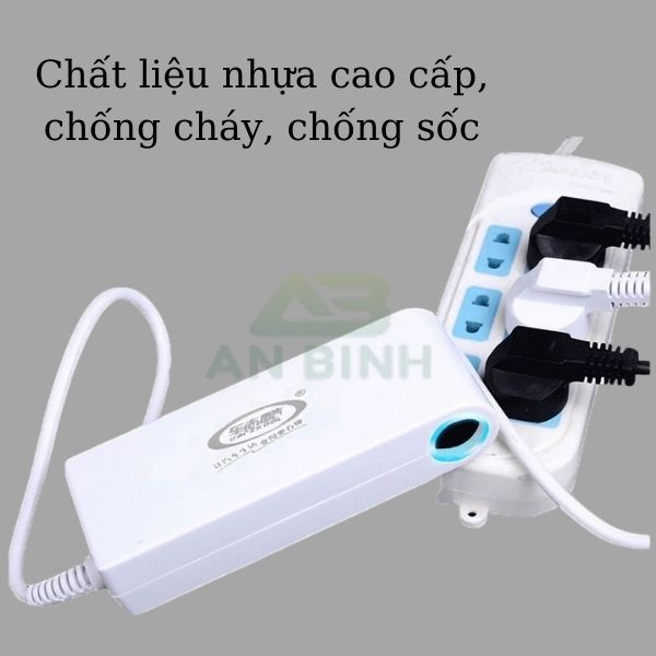 Bộ Chuyển Đổi Nguồn Từ 220V Sang 12V – Cục Đổi Nguồn 12V Bơm Xe Ô Tô, Máy Hút Bụi Có Đèn Led Báo Hiệu
