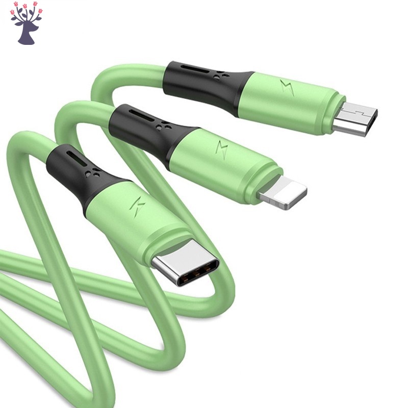 Dây Cáp Sạc Nhanh 3 Trong 1 Bằng Silicon Cho Apple Android Type-C