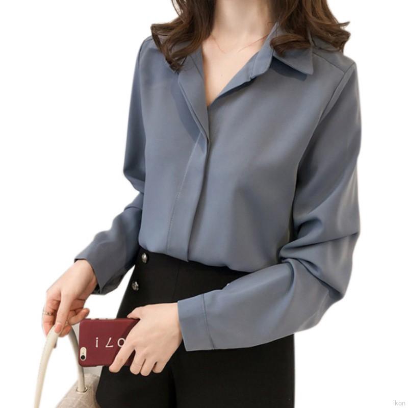 Áo sơ mi Choobe công sở dáng suông vải mềm thoáng mát sơ mi dài tay nữ