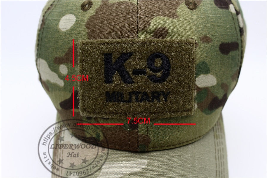 Nón kết thêu chữ K9 3D có thể điều chỉnh kích thước dễ dàng phong cách quân đội