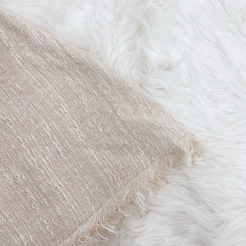 ĐẦM NUDE DẠ PHỐI TAY VOAN CỔ SEN