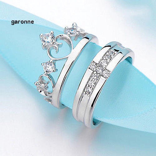Nhẫn đôi mạ bạc hình vương miệng xinh xắn