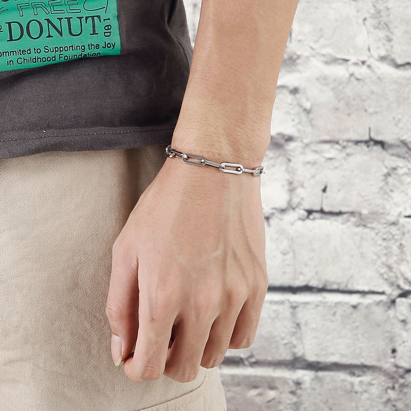 Vòng tay mắt xích chất liệu thép không gỉ thời trang cho nam nữ | BigBuy360 - bigbuy360.vn