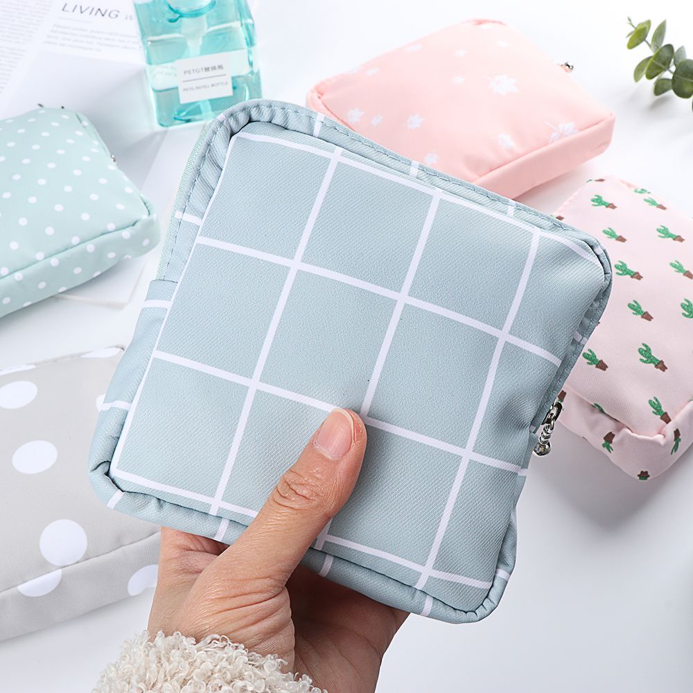Túi đựng băng vệ sinh /thẻ /tai nghe chất liệu cotton tiện dụng cho nữ