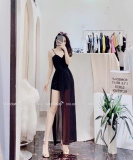 Maxi 2 dây xẻ tà đùi một bên