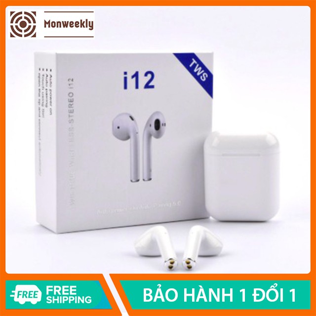 Tai Nghe Bluetooth i12 TWS Kết Nối Không Dây Nhét Tai Dành Cho Điện Thoại Samsung, Iphone, Oppo Monweekly