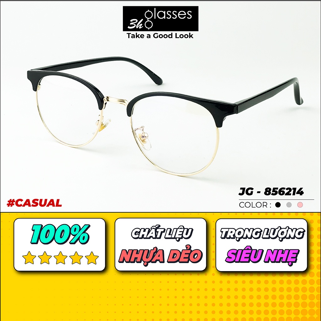 Gọng kính cận 3H-Glasses thời trang nam nữ, chất liệu NHỰA DẺO, hình dáng OVAL. [8856214]