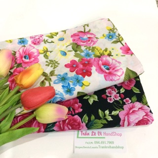 V285🌹 VẢI TWILL HOẠ TIẾT HOA HỒNG MAY ĐỒ CHO TRẺ EM, DOLL, OBITSU, DIY, DECOR, HANDMADE, QUILTING, SCRUNCHIES....